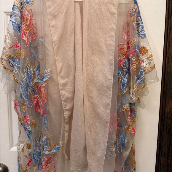 Floral Embroidered Sheer Kimono - Picture 2 of 5